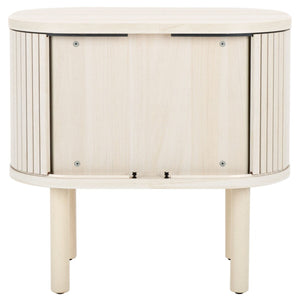 Safavieh Tealla 2 Tambour Door Nightstand Bleached White / Gold NST9610C