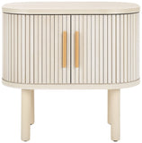 Safavieh Tealla 2 Tambour Door Nightstand Bleached White / Gold NST9610C