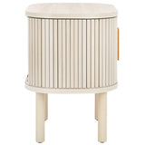 Safavieh Tealla 2 Tambour Door Nightstand Bleached White / Gold NST9610C