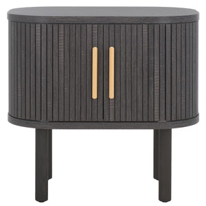 Safavieh Tealla 2 Tambour Door Nightstand Distressed Black / Gold NST9610E