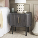 Safavieh Tealla 2 Tambour Door Nightstand Distressed Black / Gold NST9610E