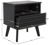 Safavieh Esma 1 Drawer 1 Shelf Nightstand Black 21.7" x 15.2" x 24.3"