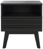 Safavieh Esma 1 Drawer 1 Shelf Nightstand Black 21.7" x 15.2" x 24.3"