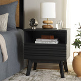 Safavieh Esma 1 Drawer 1 Shelf Nightstand Black 21.7" x 15.2" x 24.3"