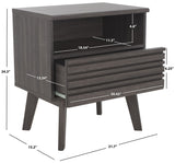 Safavieh Esma 1 Drawer 1 Shelf Nightstand Distressed Black 21.7" x 15.2" x 24.3"