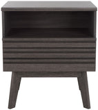 Safavieh Esma 1 Drawer 1 Shelf Nightstand Distressed Black 21.7" x 15.2" x 24.3"