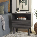 Safavieh Esma 1 Drawer 1 Shelf Nightstand Distressed Black 21.7" x 15.2" x 24.3"