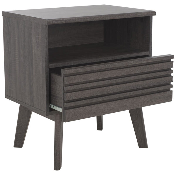 Safavieh Esma 1 Drawer 1 Shelf Nightstand Distressed Black 21.7" x 15.2" x 24.3"