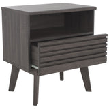 Safavieh Esma 1 Drawer 1 Shelf Nightstand Distressed Black 21.7" x 15.2" x 24.3"