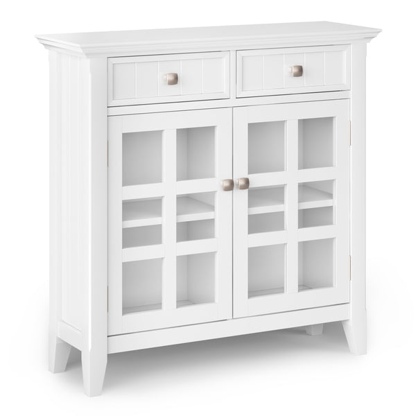 English Elm Acadian Entryway Storage Cabinet - Elegant White Wood Design With Adjustable Shelves & Drawers B136P158295