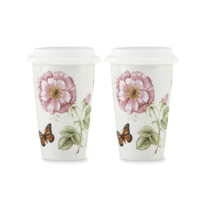 Lenox Butterfly Meadow Thermal Travel Mugs, Set of 2 Multi, WHITE PORCELAIN 896463