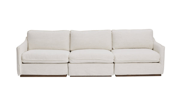A.R.T. Furniture Alias Modular Sectional Sofa With Luxurious Slipcovers And Light Oak Frame For Chic Living Spaces White Slipcover In A Polyester,Linen Blend Fabric,In A Vanilla Coloration 761511-5302s3