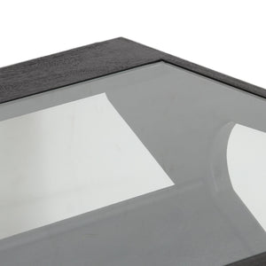 Porter Designs Porter Canberra Coffee Table - Solid Black Mango Wood With Glass Top, Modern Architectural Design Black Wood 05-108-02-9487