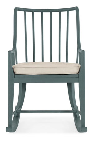 Hooker Furniture Serenity Seaspray Rocking Chair With Oyster Performance Cushion — Coastal Spindle Back, Durable Beech Wood 6350-50002-46