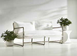 Bernhardt Bernhardt Sculptural Millim Outdoor Bunching Table — Hourglass Stonecast Side Table, Durable Patio Accent X01154