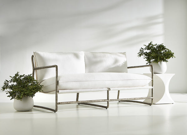 Bernhardt Bernhardt Sculptural Millim Outdoor Bunching Table — Hourglass Stonecast Side Table, Durable Patio Accent X01154