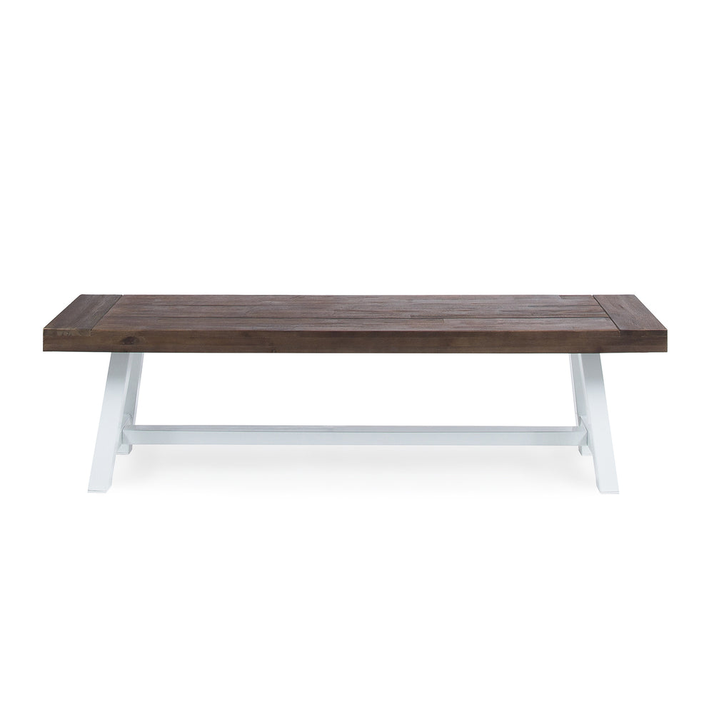 English Elm Dark Acacia Slatted Dining Bench Handcrafted with Iron Frame for Farmhouse Spaces 54562.00MP1SBRN