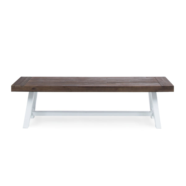 English Elm Dark Acacia Slatted Dining Bench Handcrafted with Iron Frame for Farmhouse Spaces 54562.00MP1SBRN
