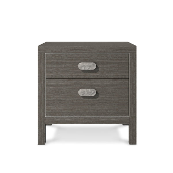 Bernhardt Bernhardt Prado Nightstand Porcini Finish With Bright Graphite Accents, Soft-Close Drawers & Usb Charger 324228B