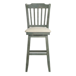 Homelegance By Top-Line Juliette Slat Back Bar Height Wood Swivel Bar Stool Green Rubberwood