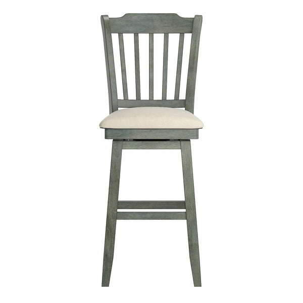Homelegance By Top-Line Juliette Slat Back Bar Height Wood Swivel Bar Stool Green Rubberwood