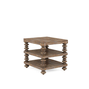 A.R.T. Furniture Architrave End Table - Rustic Almond Finish, Pine Solids, 2 Fixed Shelves, Adjustable Levelers & Charm Brown Material, Pine Solids And Veneer 277303-2608