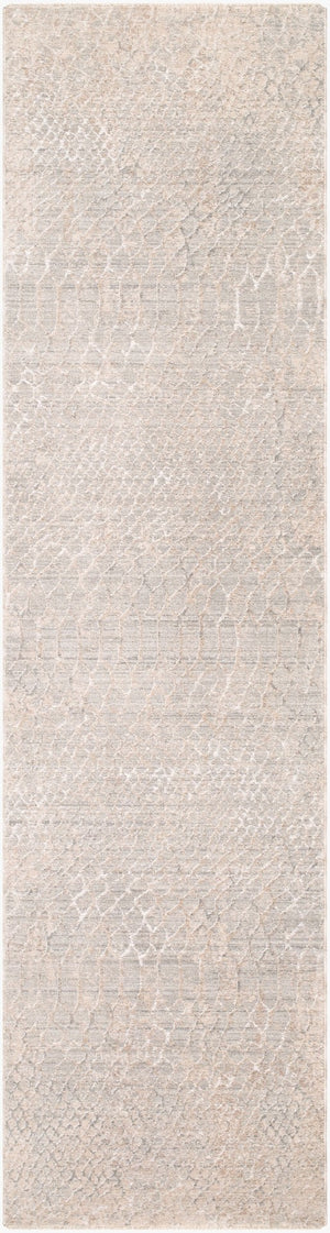 Livabliss Nathan Machine Woven Polyester Area Rug Mid-century Fringe Detail for Living Rooms Cream, Light Br 2'7" x 10' NTH2302-2710