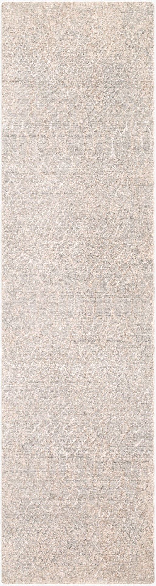 Livabliss Nathan Machine Woven Polyester Area Rug Mid-century Fringe Detail for Living Rooms Cream, Light Br 2'7" x 10' NTH2302-2710
