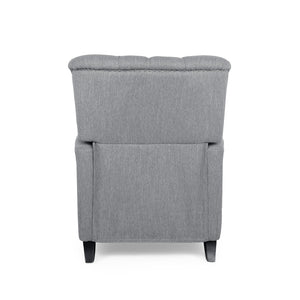 English Elm Christopher Knight Home® - Button Button Tufted Heavy Duty Manual Push-Back Recliner Chair with Nailhead Accents and Comfort Backrest Grey 71976.00GRY