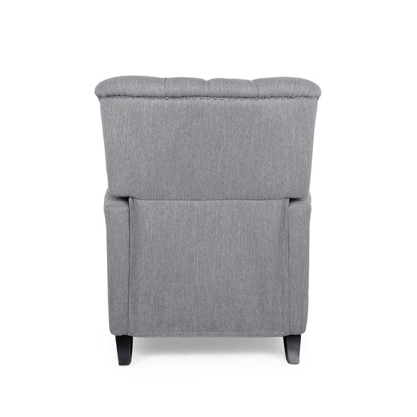 English Elm Christopher Knight Home® - Button Button Tufted Heavy Duty Manual Push-Back Recliner Chair with Nailhead Accents and Comfort Backrest Grey 71976.00GRY
