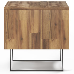 English Elm Lowry End Table - Rustic Acacia With Distressed Golden Wheat Finish & Modern Industrial Design B136P158848