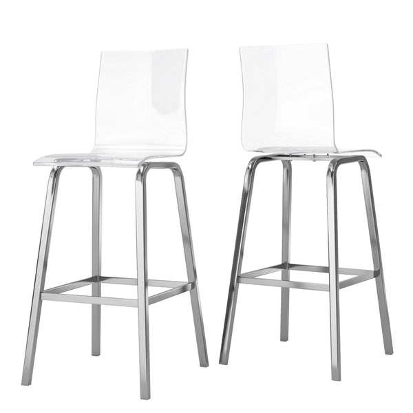 Homelegance By Top-Line Alister Acrylic Swivel High Back Stools (Set 2) Silver Metal