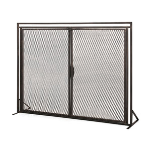 English Elm Christopher Knight Home® - FIREPLACE Samantha Iron Screen with Matte Finish, Handcrafted Mesh Guard, Dual Doors & Sleek Frame Black+Gold 67721.00BBGLD