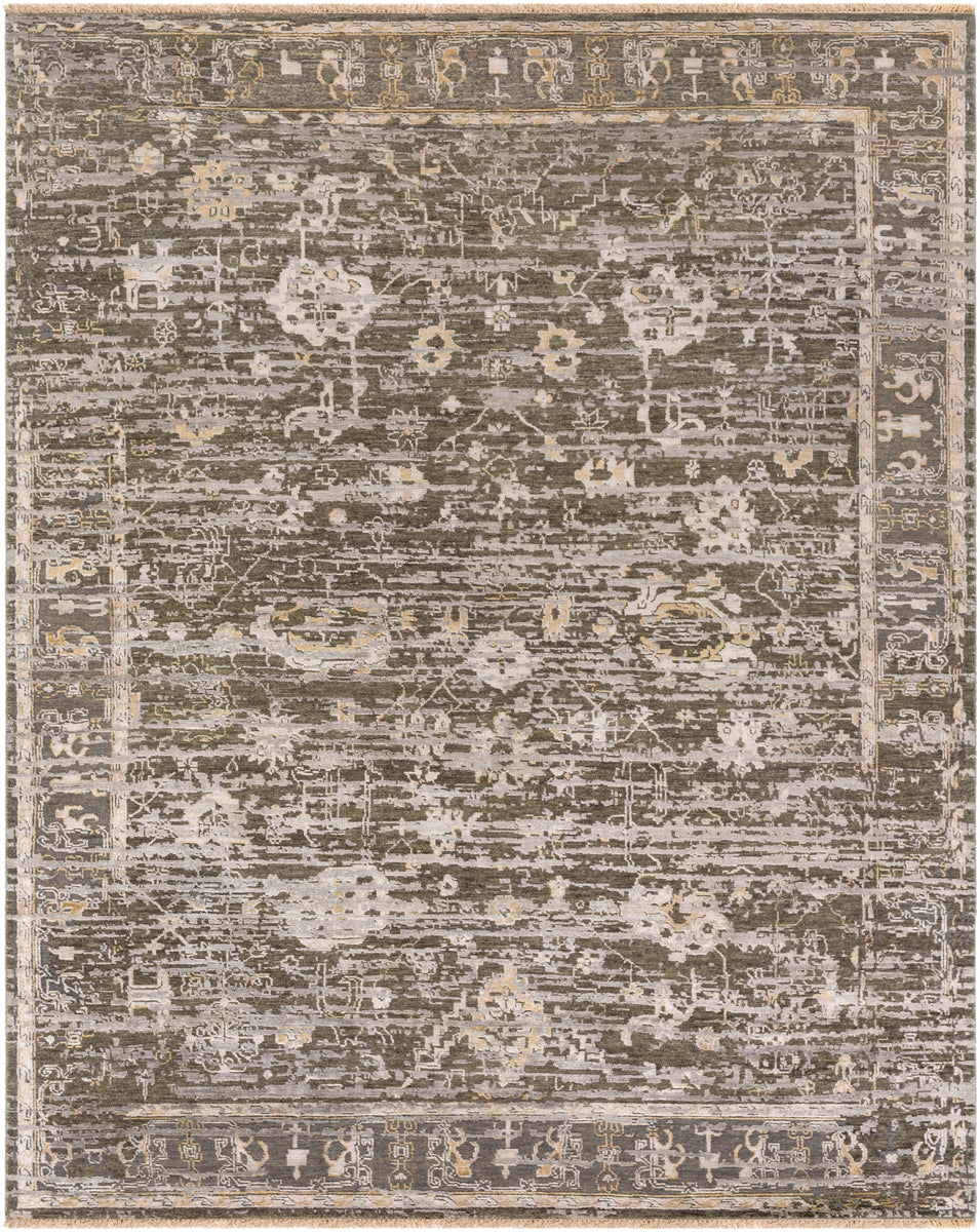 Notting Hill NTL-2301 8' x 10' Handmade Rug NTL2301-810  Dark Green, Light Brown, Gray, Tan, Light Gray, Dark Brown Surya