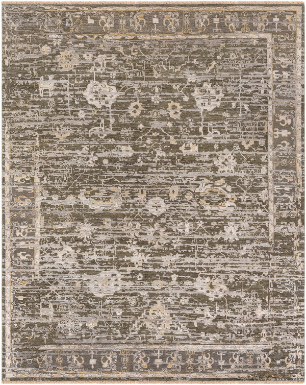 Notting Hill NTL-2301 8' x 10' Handmade Rug NTL2301-810  Dark Green, Light Brown, Gray, Tan, Light Gray, Dark Brown Surya