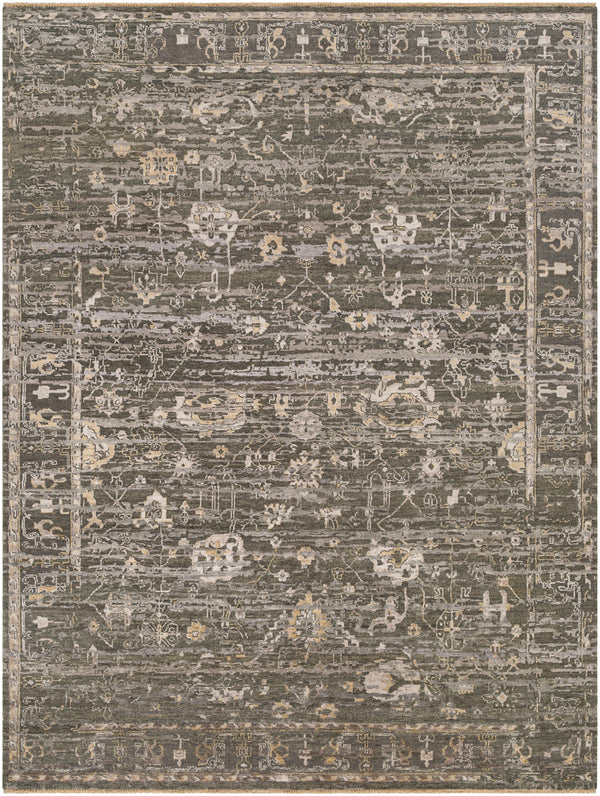 Notting Hill NTL-2301 9' x 12' Handmade Rug NTL2301-912  Dark Green, Light Brown, Gray, Tan, Light Gray, Dark Brown Surya