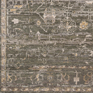 Notting Hill NTL-2301 9' x 12' Handmade Rug NTL2301-912  Dark Green, Light Brown, Gray, Tan, Light Gray, Dark Brown Surya