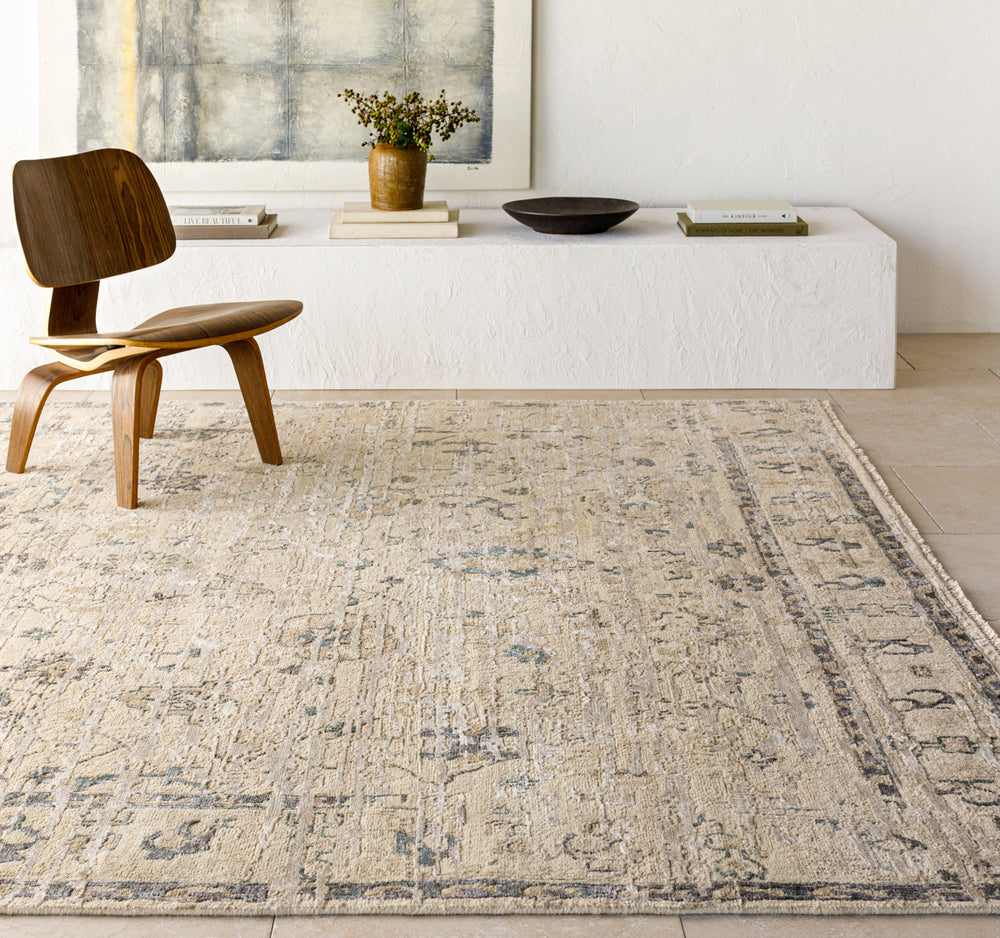 Notting Hill NTL-2302 8' x 10' Handmade Rug NTL2302-810  Beige, Medium Gray, Tan, Light Gray, Black Surya