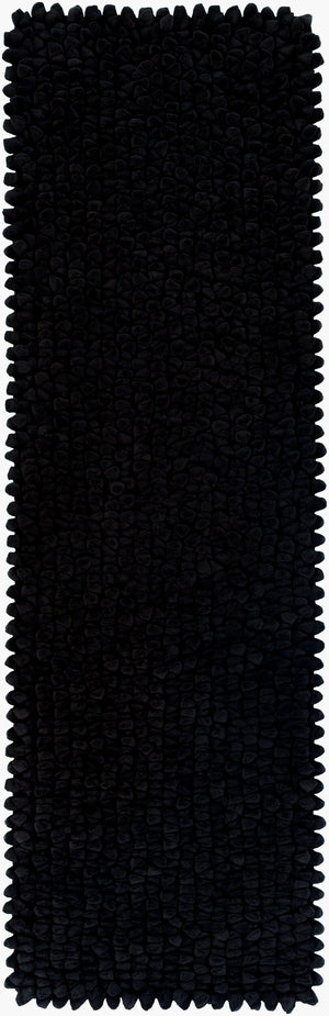 Surya Nestle Handmade 2'6" X 8' Rug - Modern Polyester Design With Plush Pile For Elegant Home Decor Black Polyester Ntl8003-268