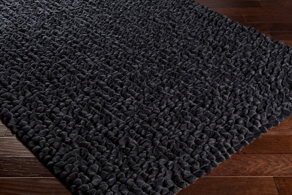 Surya Nestle Handmade 2'6" X 8' Rug - Modern Polyester Design With Plush Pile For Elegant Home Decor Black Polyester Ntl8003-268