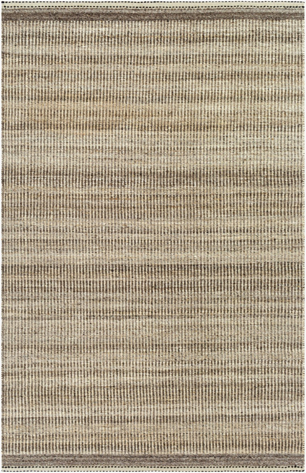 Livabliss Nottingham Handwoven Wool Jute Flatweave Rug with Fringe for Farmhouse Cottage Rooms Dark Brown, Med 5' x 7'6" NTM2300-576