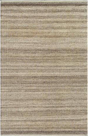 Livabliss Nottingham Handwoven Wool Jute Flatweave Rug with Fringe for Farmhouse Cottage Rooms Dark Brown, Med 5' x 7'6" NTM2300-576