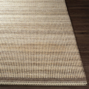 Livabliss Nottingham Handwoven Wool Jute Flatweave Rug with Fringe for Farmhouse Cottage Rooms Dark Brown, Med 5' x 7'6" NTM2300-576