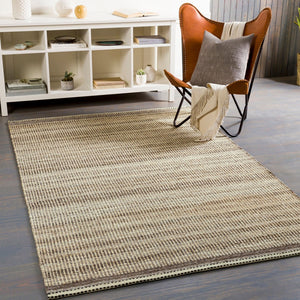 Livabliss Nottingham Handwoven Wool Jute Flatweave Rug with Fringe for Farmhouse Cottage Rooms Dark Brown, Med 5' x 7'6" NTM2300-576