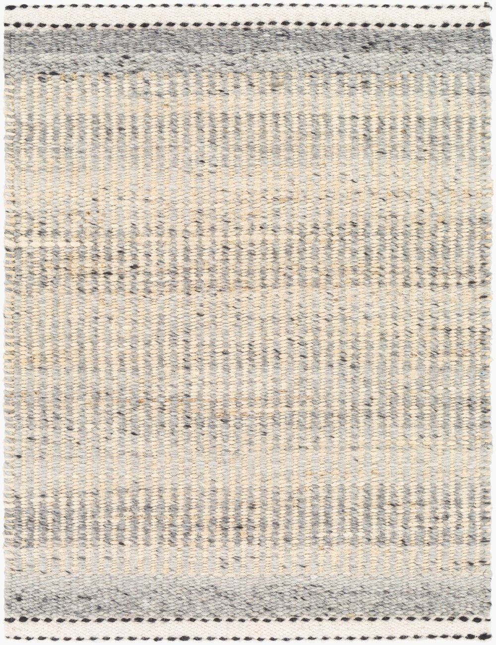 Livabliss Nottingham Wool Jute Flatweave Rug Handcrafted Fringe Accent for Entryways and Bathrooms Charcoal, Light 2' x 3' NTM2301-23