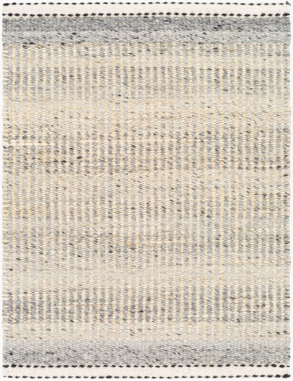 Livabliss Nottingham Wool Jute Flatweave Rug Handcrafted Fringe Accent for Entryways and Bathrooms Charcoal, Light 2' x 3' NTM2301-23
