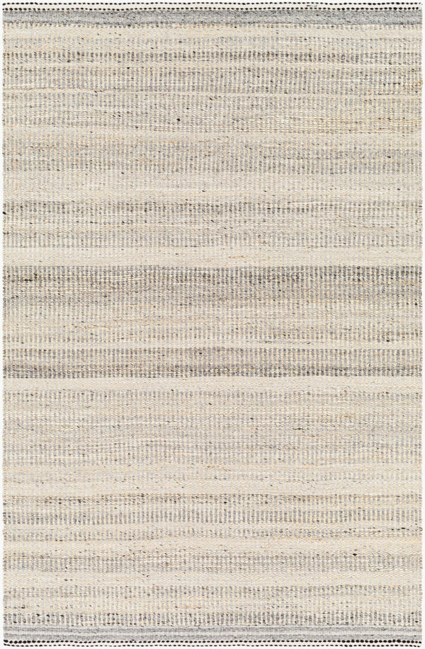 Livabliss Nottingham Wool Jute Flatweave Rug Handcrafted Fringe Accent for Entryways and Bathrooms Charcoal, Light 5' x 7'6" NTM2301-576