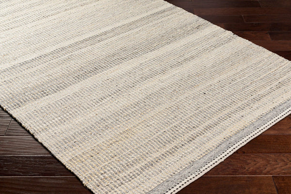 Livabliss Nottingham Wool Jute Flatweave Rug Handcrafted Fringe Accent for Entryways and Bathrooms Charcoal, Light 5' x 7'6" NTM2301-576