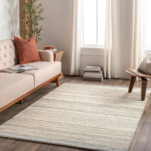 Livabliss Nottingham Wool Jute Flatweave Rug Handcrafted Fringe Accent for Entryways and Bathrooms Charcoal, Light 5' x 7'6" NTM2301-576