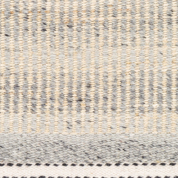 Livabliss Nottingham Wool Jute Flatweave Rug Handcrafted Fringe Accent for Entryways and Bathrooms Charcoal, Light 5' x 7'6" NTM2301-576